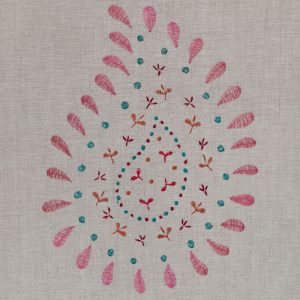Rose Embroidered Malathi Linen – 147 - Roll Ends