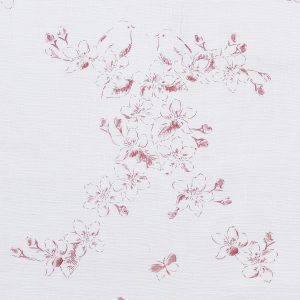 Large Returnable Sample of Raspberry Red Apple Blossom Toile Dark Linen